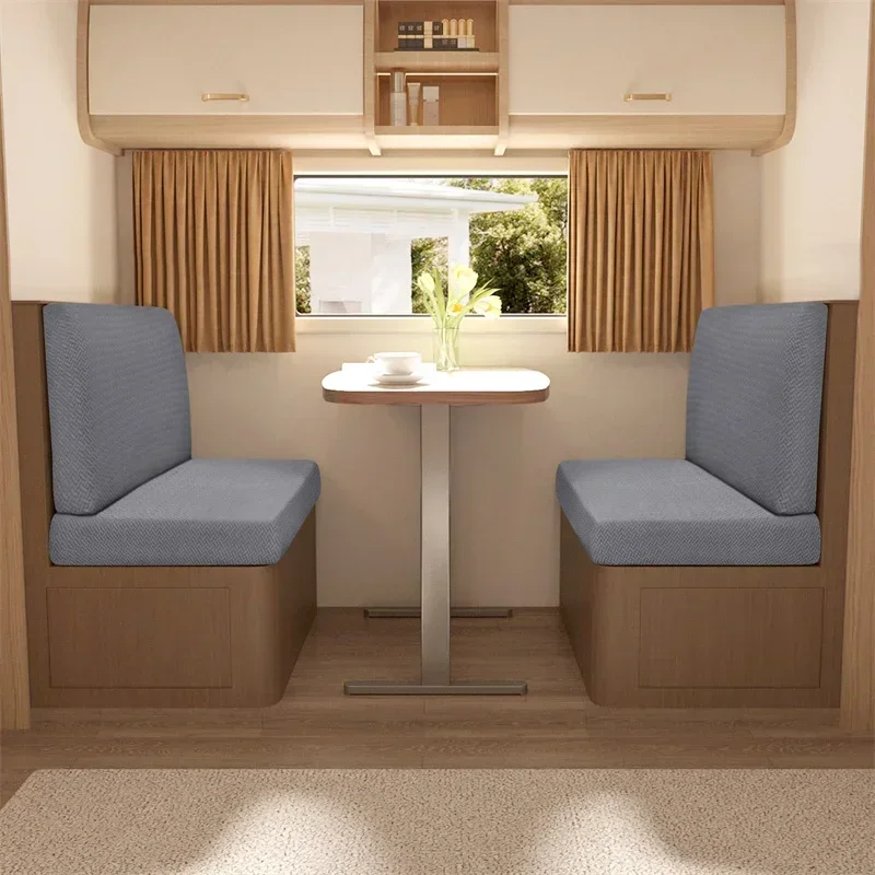 2 Pcs/set Polar Fleece RV Dinette Cushions Covers Stretch Couch Cover Booth Seat Covers RV Camper Car Bench Backrest Cover