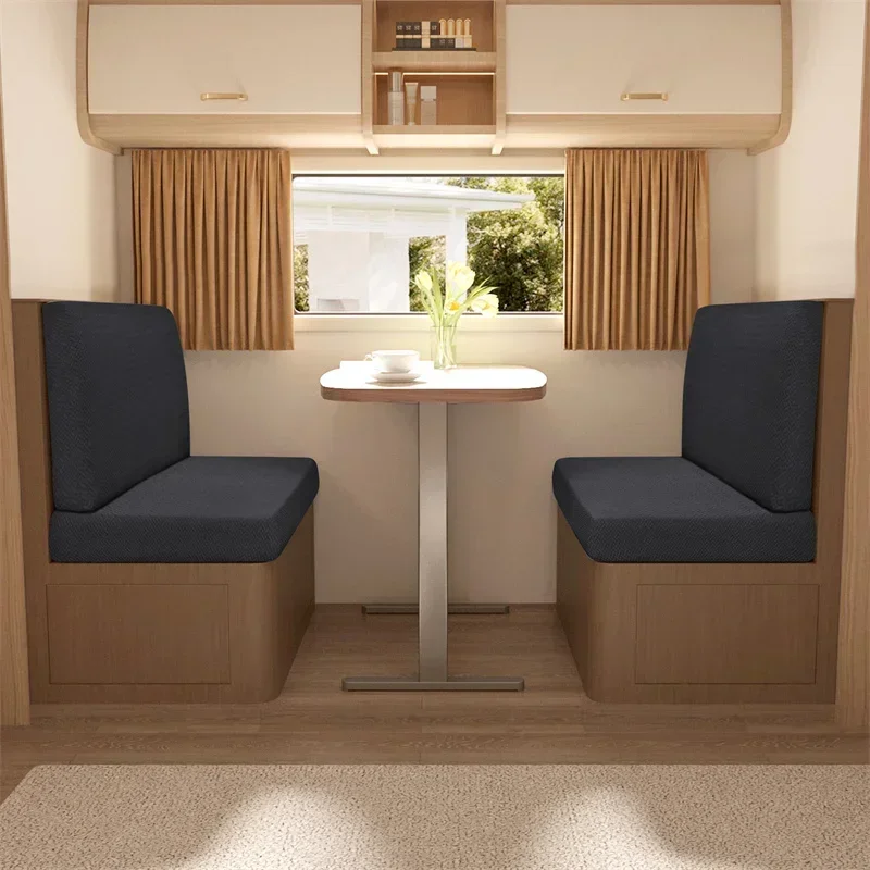 2 Pcs/set Polar Fleece RV Dinette Cushions Covers Stretch Couch Cover Booth Seat Covers RV Camper Car Bench Backrest Cover
