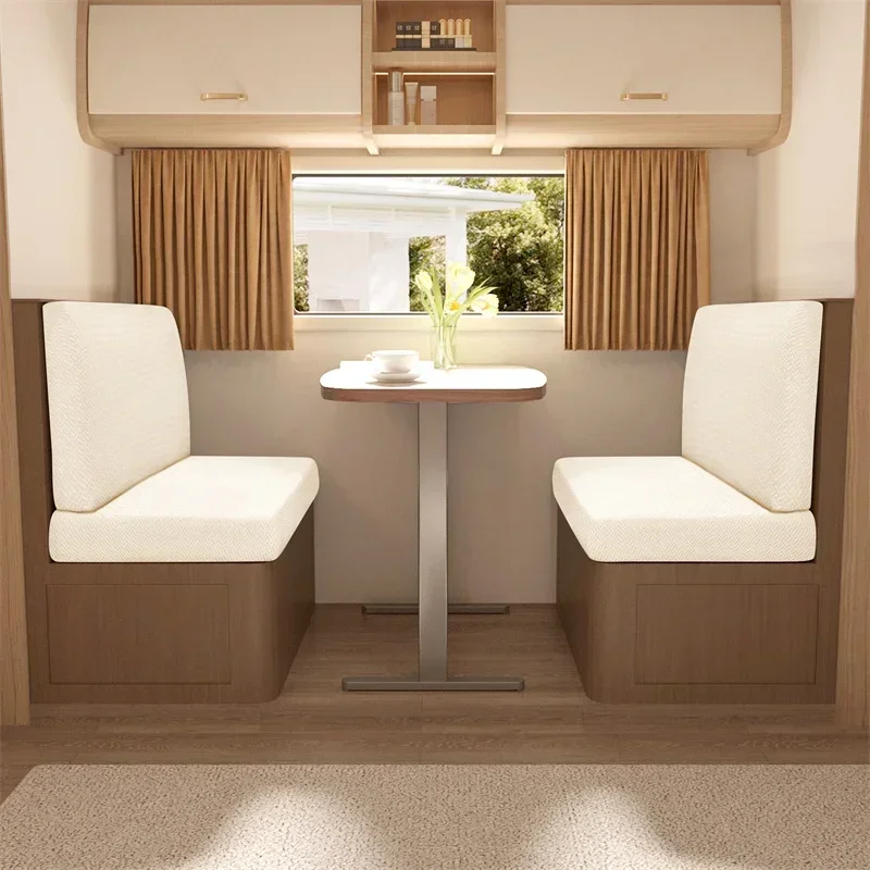 2 Pcs/set Polar Fleece RV Dinette Cushions Covers Stretch Couch Cover Booth Seat Covers RV Camper Car Bench Backrest Cover