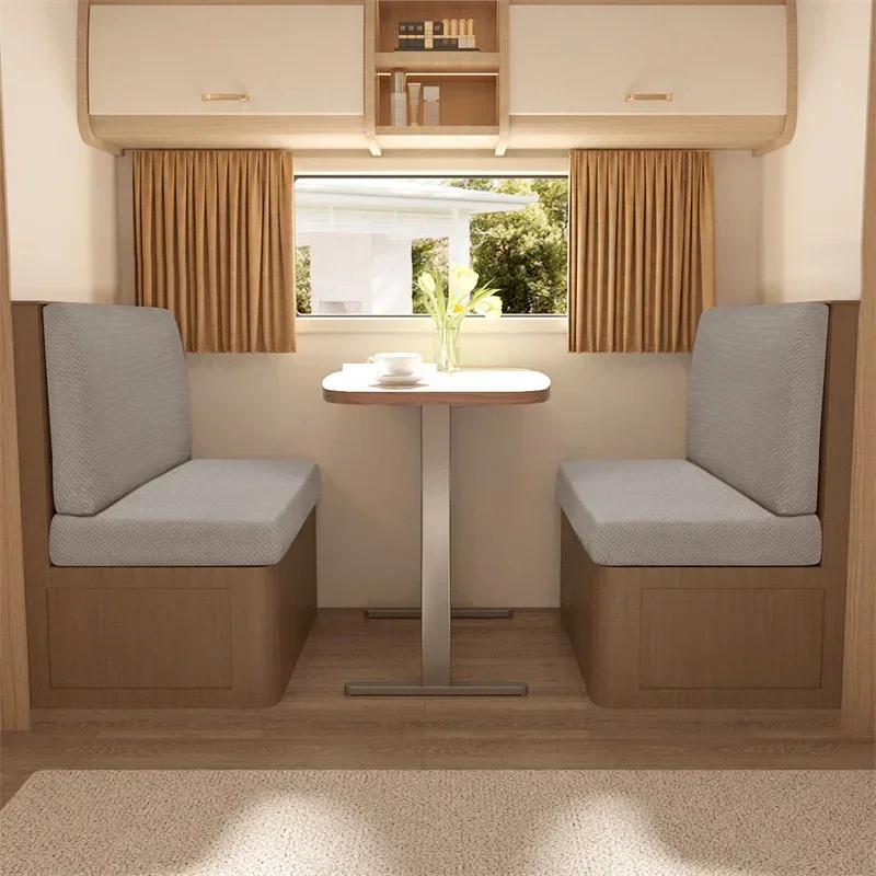 2 Pcs/set Polar Fleece RV Dinette Cushions Covers Stretch Couch Cover Booth Seat Covers RV Camper Car Bench Backrest Cover