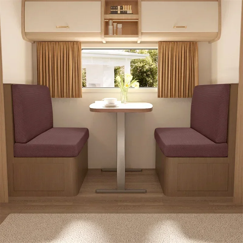 2 Pcs/set Polar Fleece RV Dinette Cushions Covers Stretch Couch Cover Booth Seat Covers RV Camper Car Bench Backrest Cover