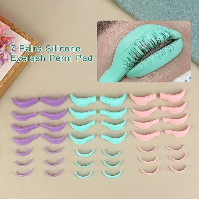 7 Pcs Silicone Eyelash Perm Rods, 3D Lash Lift Shields Pads Sticky Curler Tool, for Natural Curling Makeup Beauty Essentials