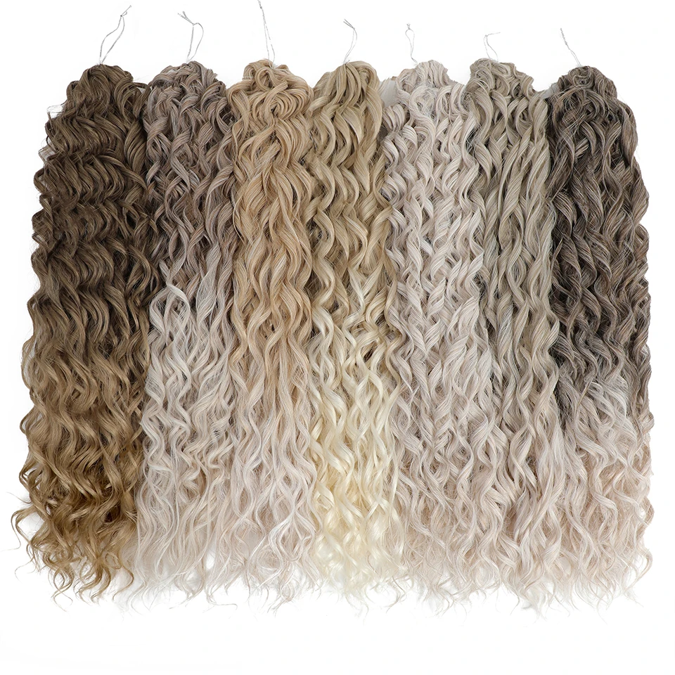 Jessica Synthetic Hair Deep Wave Twist Crochet Hair Braid Afro Curl Ombre Blonde Pink Deep Wavy Braiding Hair Extension ForWomen