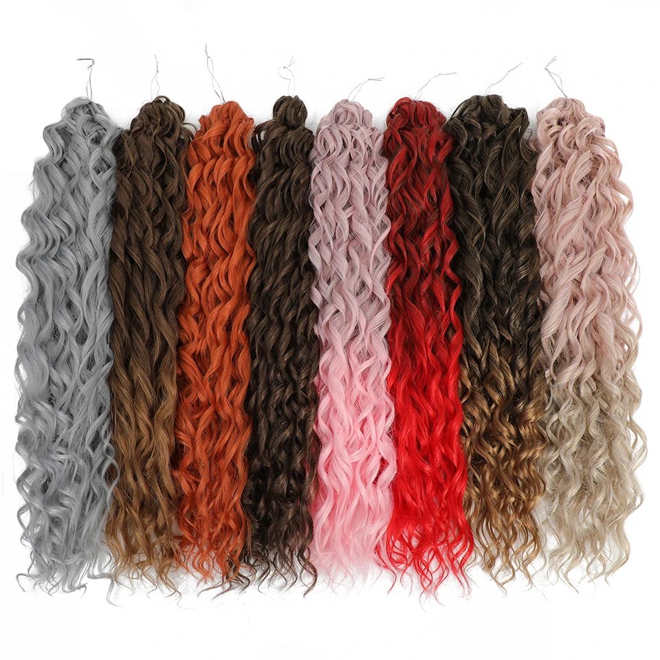 Jessica Synthetic Hair Deep Wave Twist Crochet Hair Braid Afro Curl Ombre Blonde Pink Deep Wavy Braiding Hair Extension ForWomen