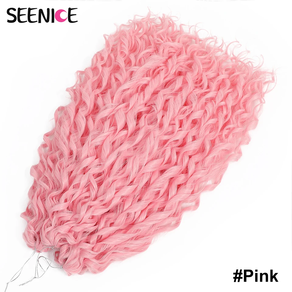 Jessica Synthetic Hair Deep Wave Twist Crochet Hair Braid Afro Curl Ombre Blonde Pink Deep Wavy Braiding Hair Extension ForWomen
