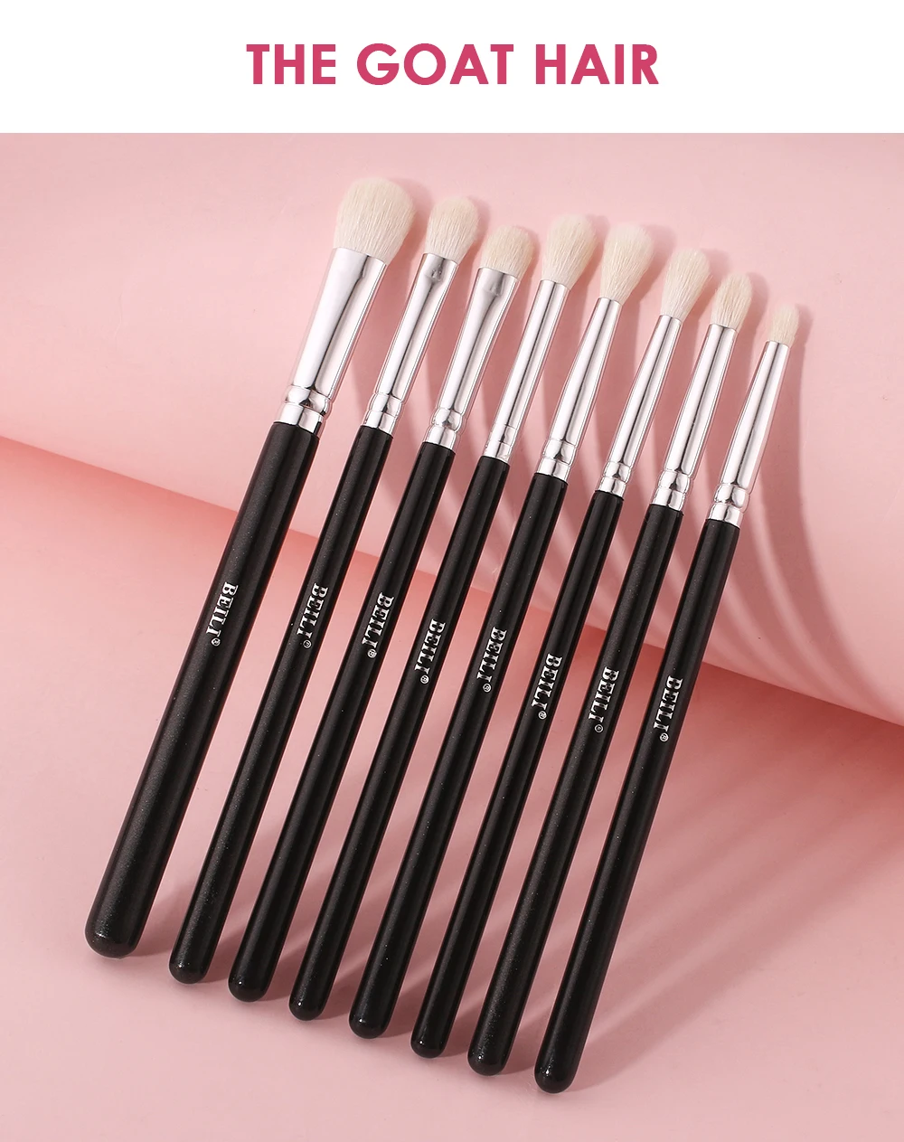 BEILI Black Makeup Brushes Set Professional Natural Goat Hair Brushes Foundation Powder Contour Eyeshadow Make up Brushes