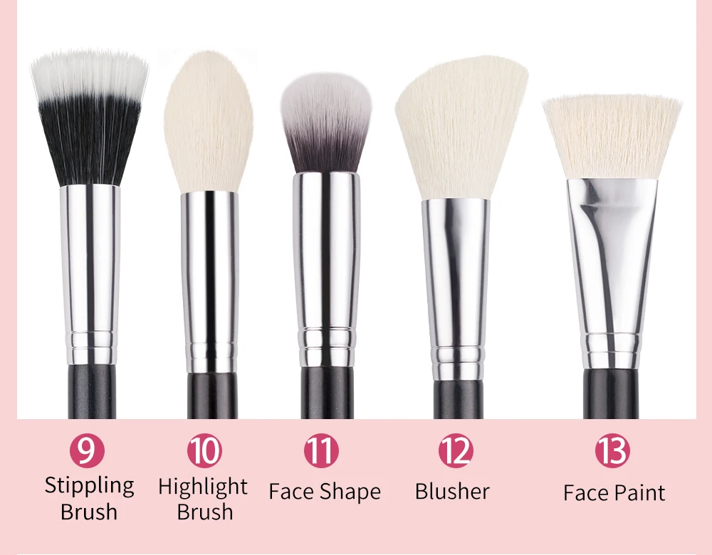 BEILI Black Makeup Brushes Set Professional Natural Goat Hair Brushes Foundation Powder Contour Eyeshadow Make up Brushes