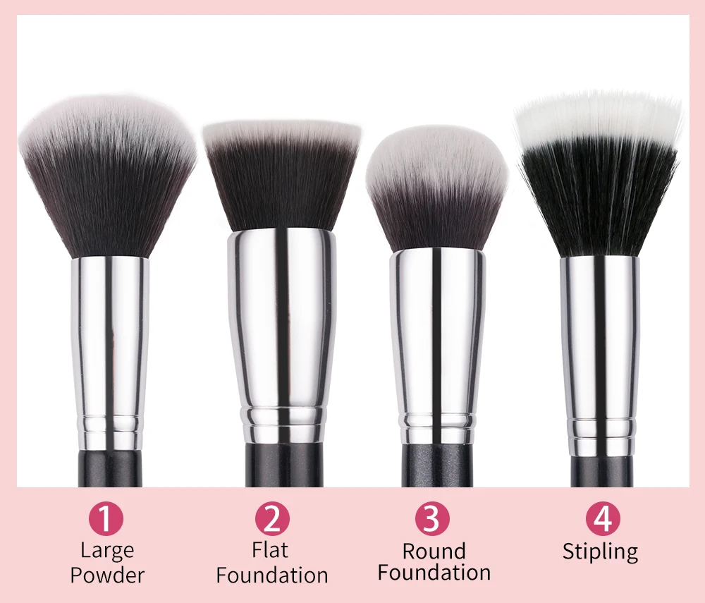 BEILI Black Makeup Brushes Set Professional Natural Goat Hair Brushes Foundation Powder Contour Eyeshadow Make up Brushes