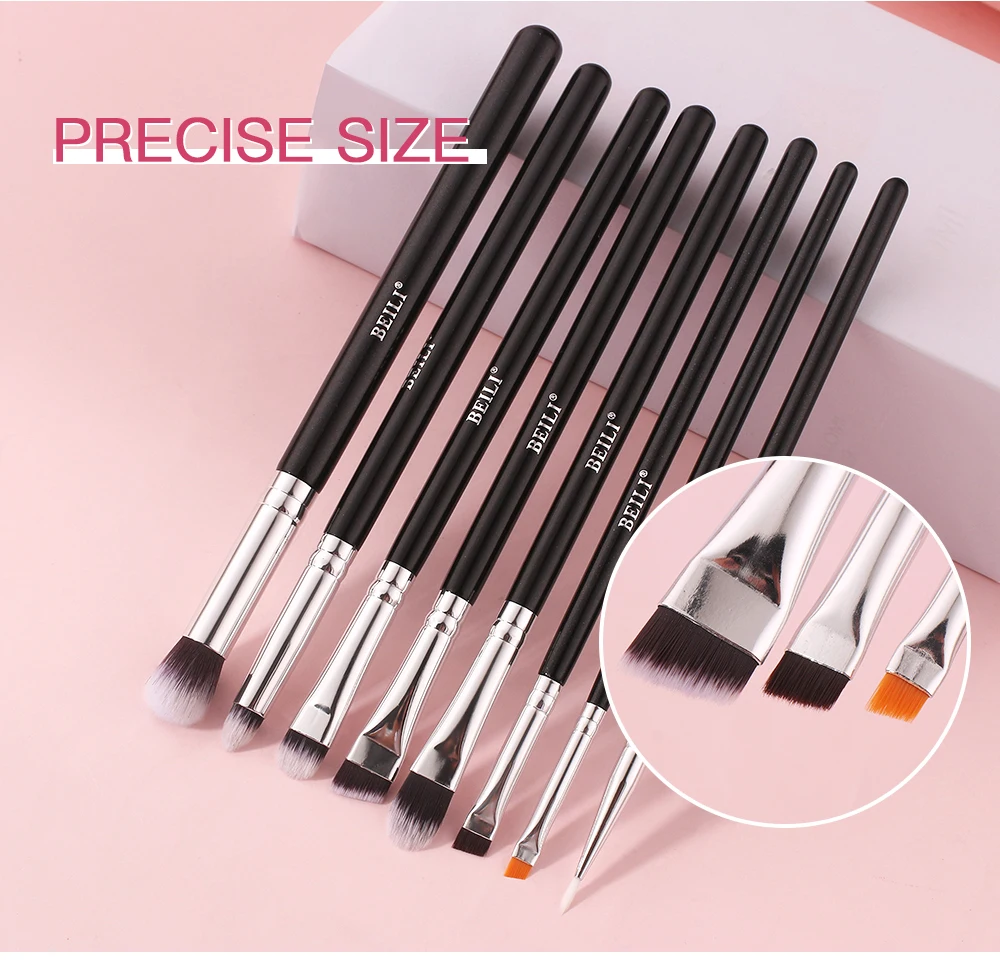 BEILI Black Makeup Brushes Set Professional Natural Goat Hair Brushes Foundation Powder Contour Eyeshadow Make up Brushes