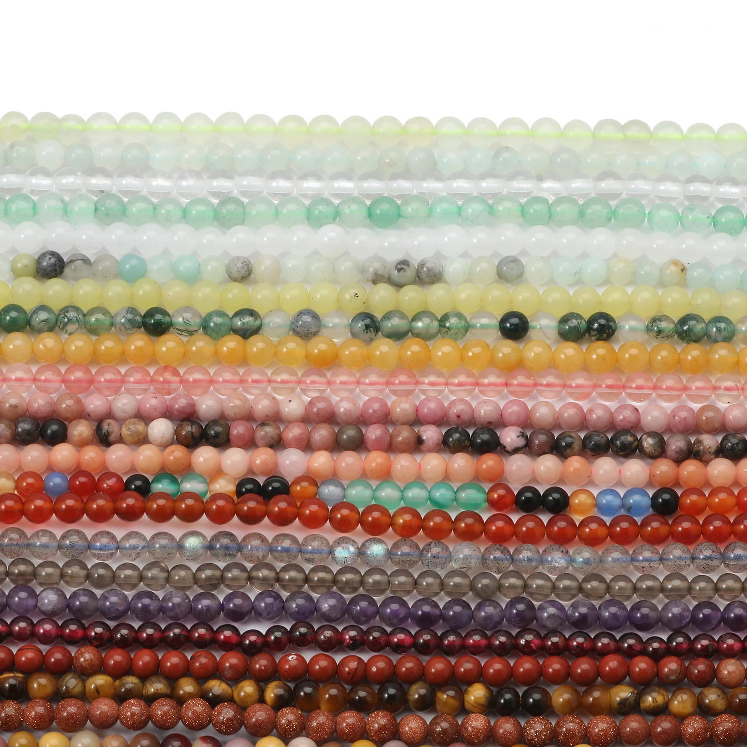 2/3/4mm Natural Stone Waist Beads Rose Quartz Amethysts Agates Turquoises Tiny Loose Beads For Jewelry Making DIY Earrings