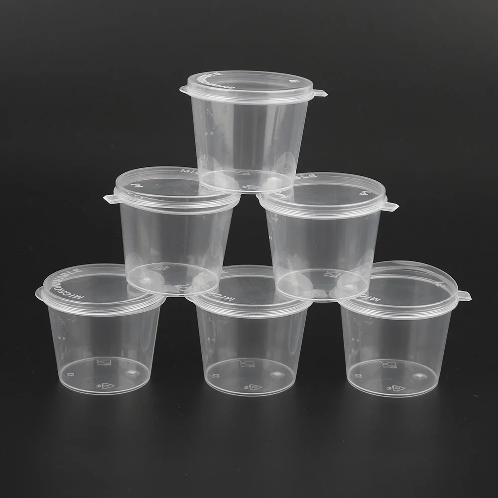 With Lids Kitchen Organizer Disposable Sauce Pot Food Small Sauce Container Box Plastic Clear 100Pcs Chutney Chili Sauce Cups