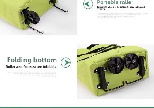 Portable Foldable Shopping Cart with Wheels Lightweight Grocery Trolley for Home Use Backpack Style Hand Pull Cart