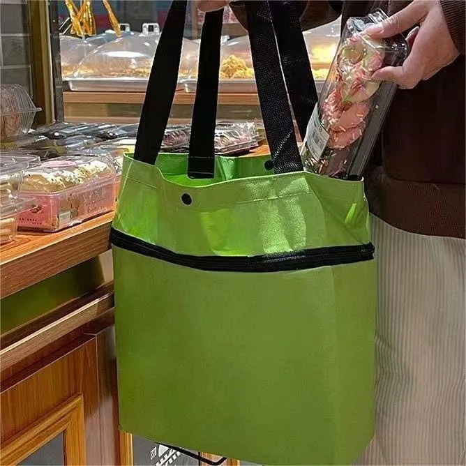 Portable Foldable Shopping Cart with Wheels Lightweight Grocery Trolley for Home Use Backpack Style Hand Pull Cart