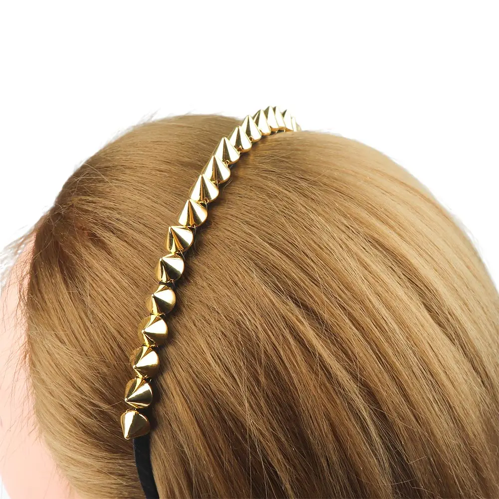Silver Gold Punk Metal Headband Unique Design Spike Rivets Studded Band Party Headband Women Lady Hair Accessories