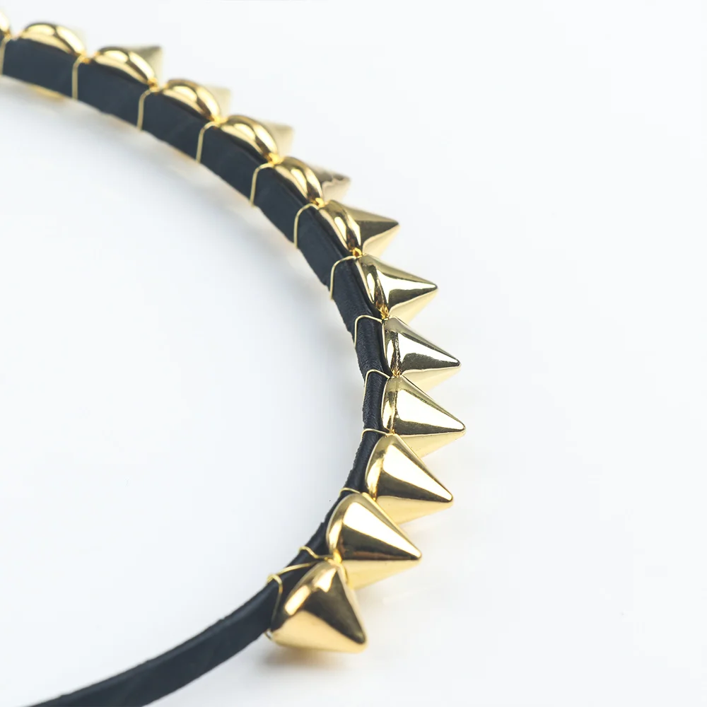 Silver Gold Punk Metal Headband Unique Design Spike Rivets Studded Band Party Headband Women Lady Hair Accessories