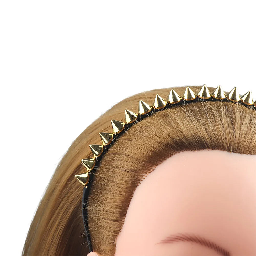 Silver Gold Punk Metal Headband Unique Design Spike Rivets Studded Band Party Headband Women Lady Hair Accessories