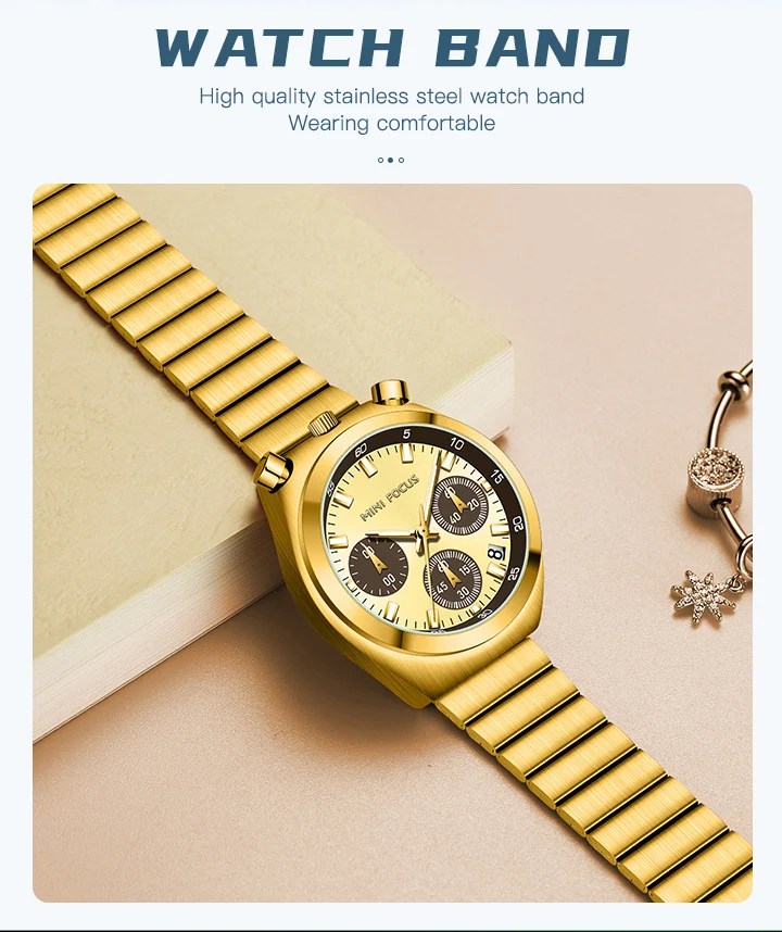 MINI FOCUS Fashion Gold Watch Women Watches Ladies Creative Steel Women's Bracelet Watches Female Waterproof Clock Reloj Mujer