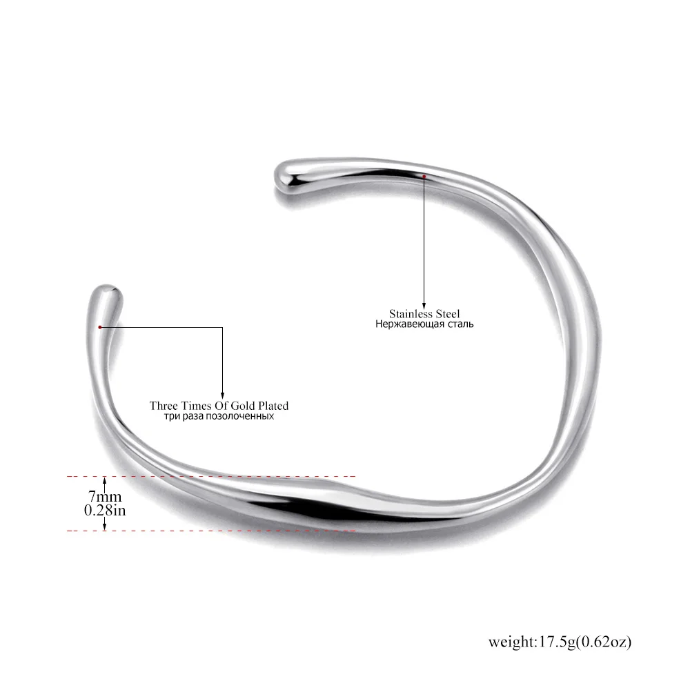 Lokaer 316 Stainless Steel Wrist Opening Bracelet Bangle For Women Gold Color Handmade Cast Statement Brand Party Jewelry B24008