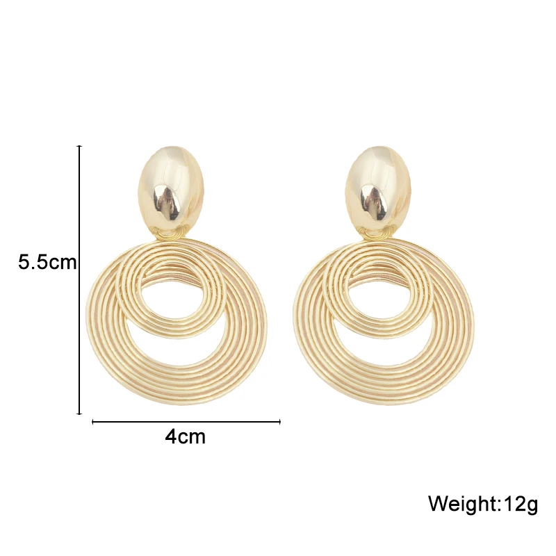 Two-layers Circles Women's Hanging Earrings Gold Color Silver Color Metal Spiral Pendants Dangle Earrings for Female European