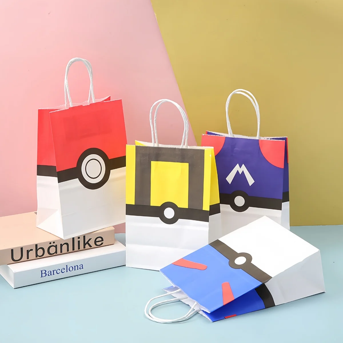 Pokemon Gift Bags Pikachu Hand-held Paper Packing Treat Bag Anime Kraft Paper Bag Gift Packaging Party Festive Party Supplies