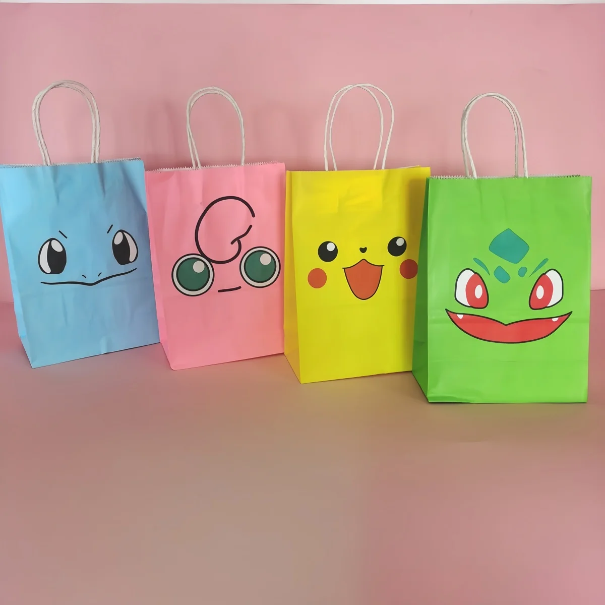 Pokemon Gift Bags Pikachu Hand-held Paper Packing Treat Bag Anime Kraft Paper Bag Gift Packaging Party Festive Party Supplies
