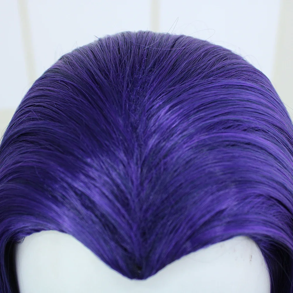Short Purple Synthetic Costume Wig for Raven Superhero Cosplay Straight Middle Part Bob 14Inches for Dress Up Party Festival