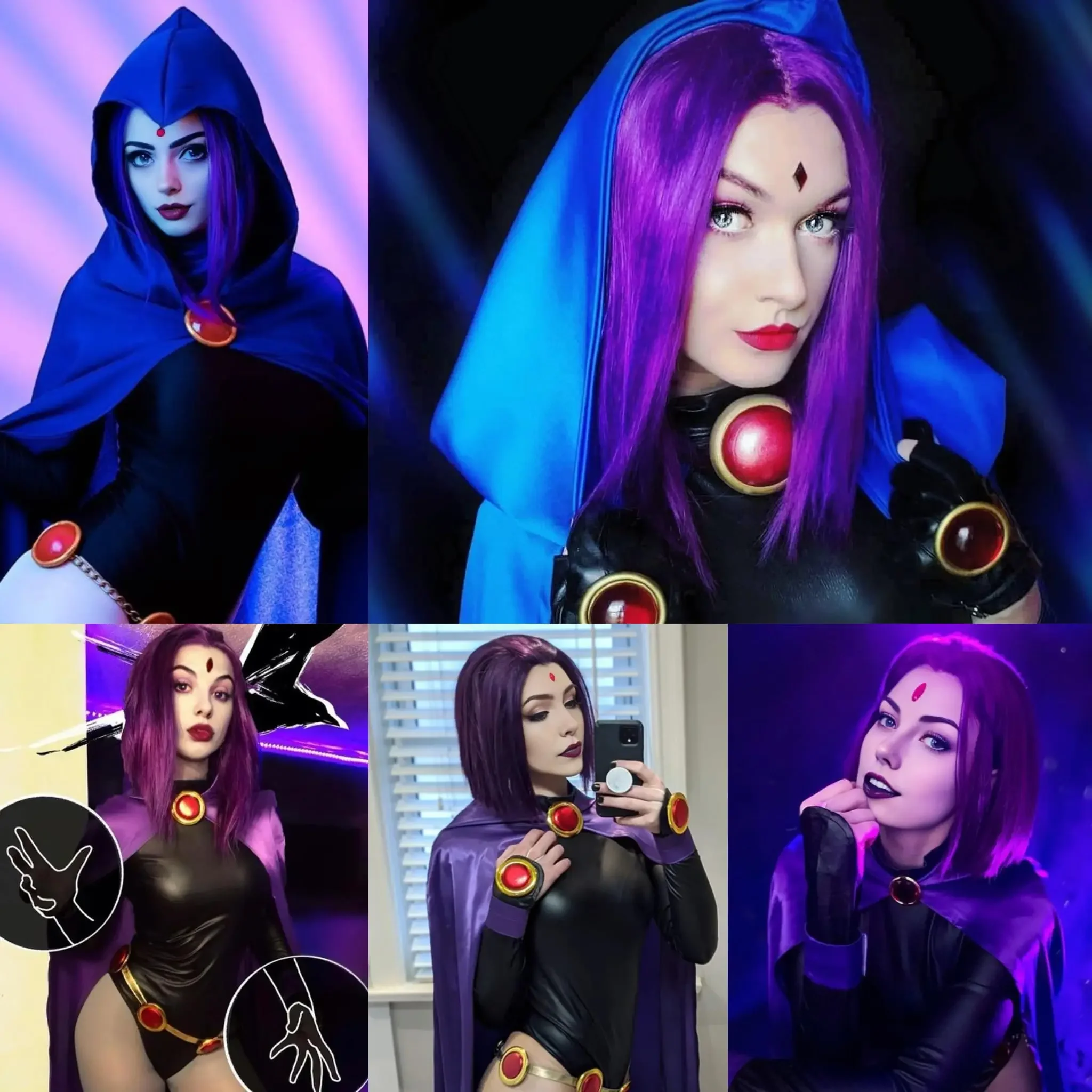 Short Purple Synthetic Costume Wig for Raven Superhero Cosplay Straight Middle Part Bob 14Inches for Dress Up Party Festival