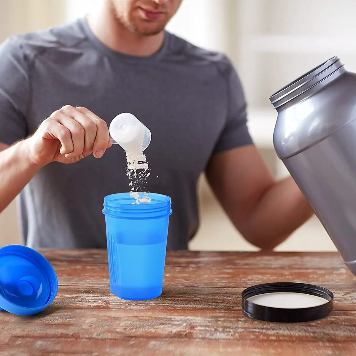 Leeseph Shaker Bottle with Shaker Balls Leak Proof Drink Shaker Bottle for Shake and Pre Work Out Best Shaker Cup (BPA Free)