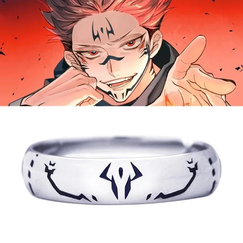 Anime Jujutsu Kaisen Ryomen Sukuna Itadori Yuji Ring Cosplay Metal Opening Adjustable Unisex Rings Jewelry Prop Accessories Gift