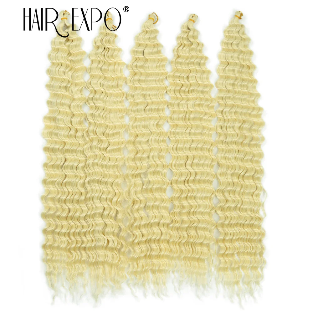 30Inch Deep Wave Twist Crochet Hair Synthetic Deep Curly Braiding Hair Extension Ombre Bohemian Ocean Wave Braids Hair For Women