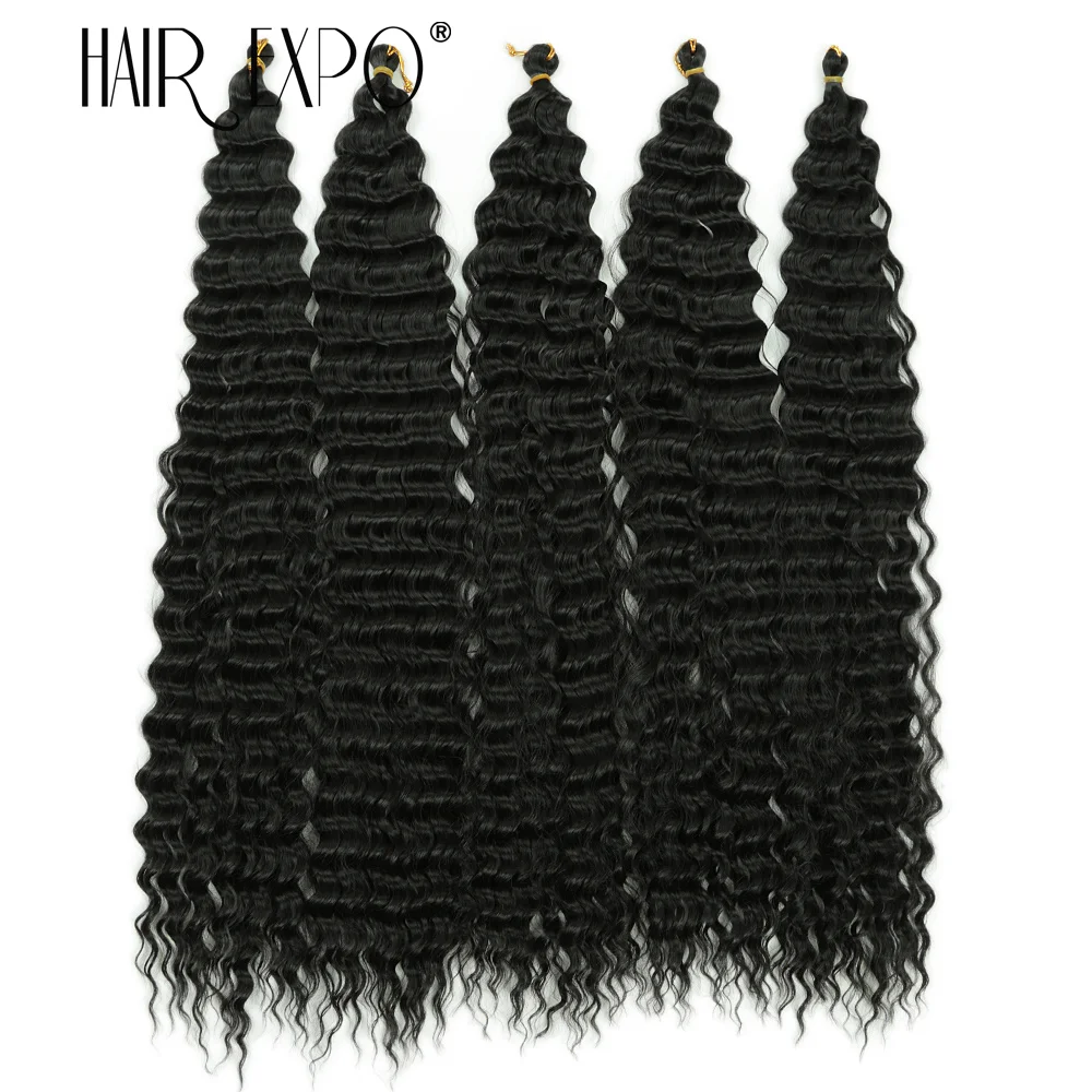 30Inch Deep Wave Twist Crochet Hair Synthetic Deep Curly Braiding Hair Extension Ombre Bohemian Ocean Wave Braids Hair For Women