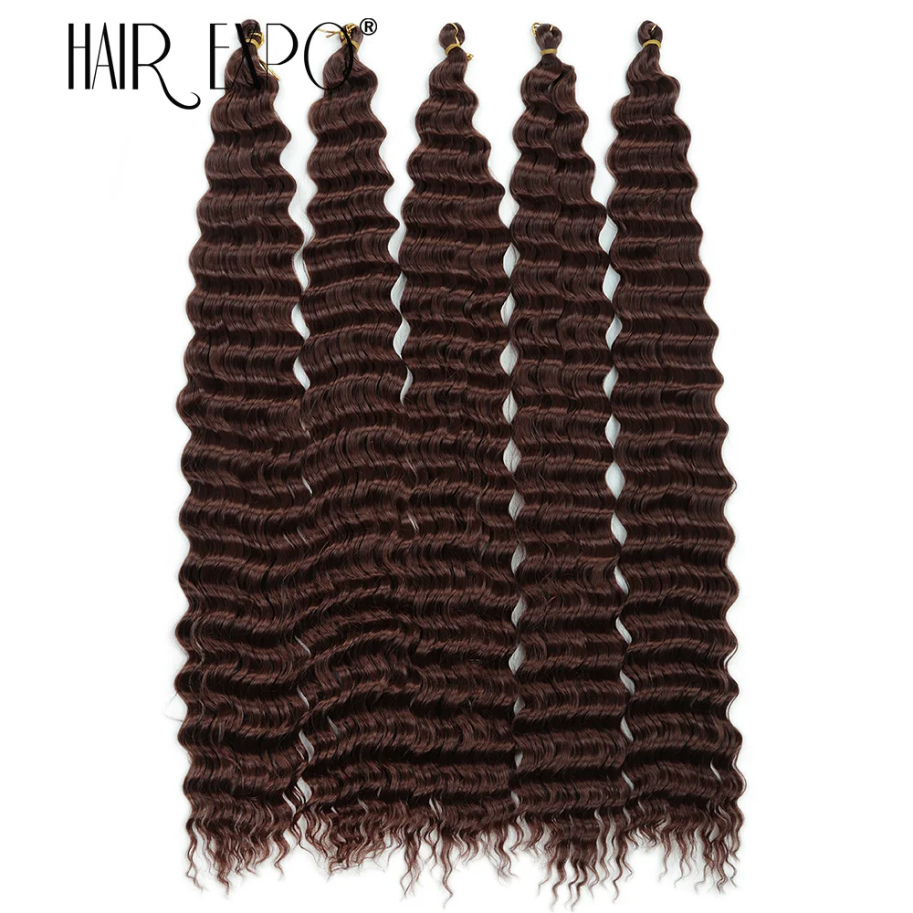 30Inch Deep Wave Twist Crochet Hair Synthetic Deep Curly Braiding Hair Extension Ombre Bohemian Ocean Wave Braids Hair For Women