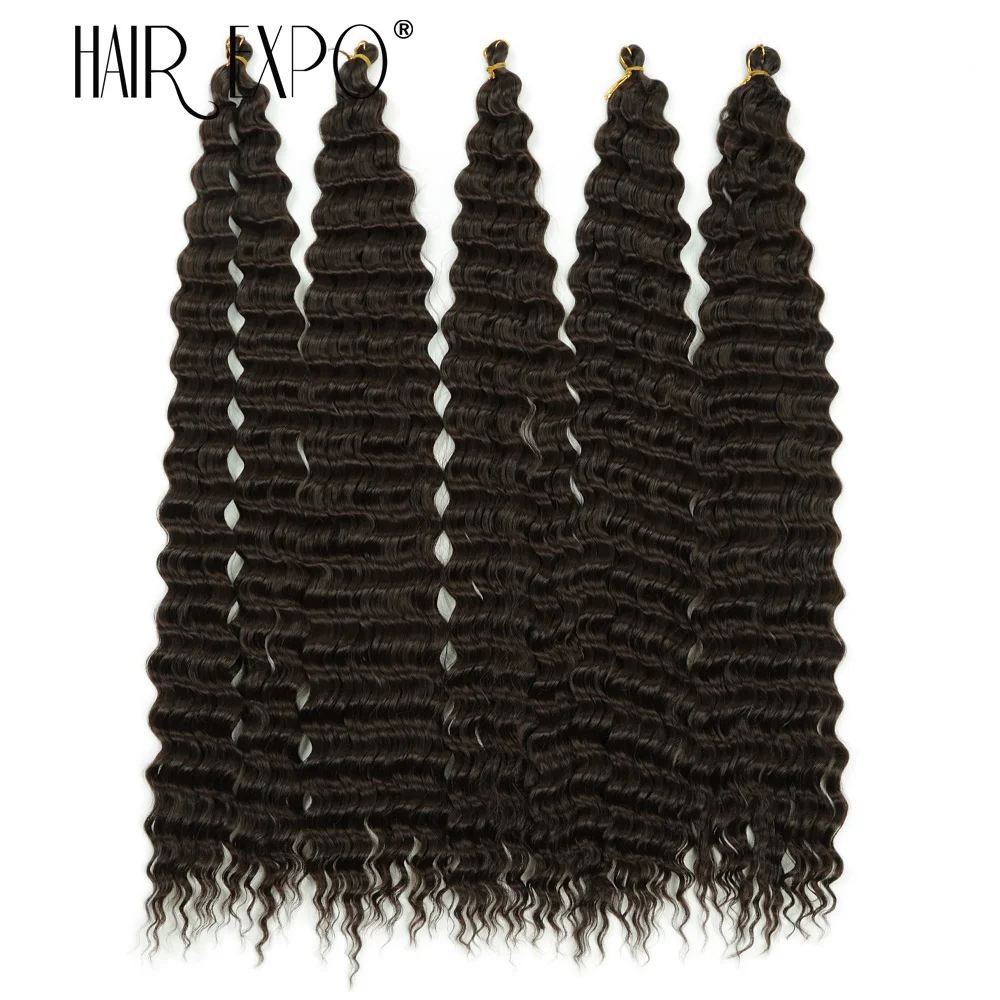 30Inch Deep Wave Twist Crochet Hair Synthetic Deep Curly Braiding Hair Extension Ombre Bohemian Ocean Wave Braids Hair For Women