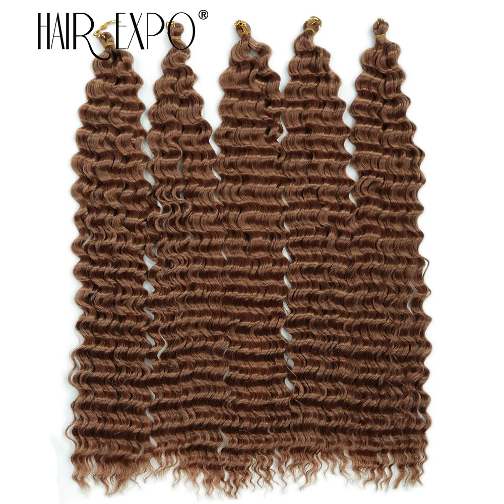 30Inch Deep Wave Twist Crochet Hair Synthetic Deep Curly Braiding Hair Extension Ombre Bohemian Ocean Wave Braids Hair For Women