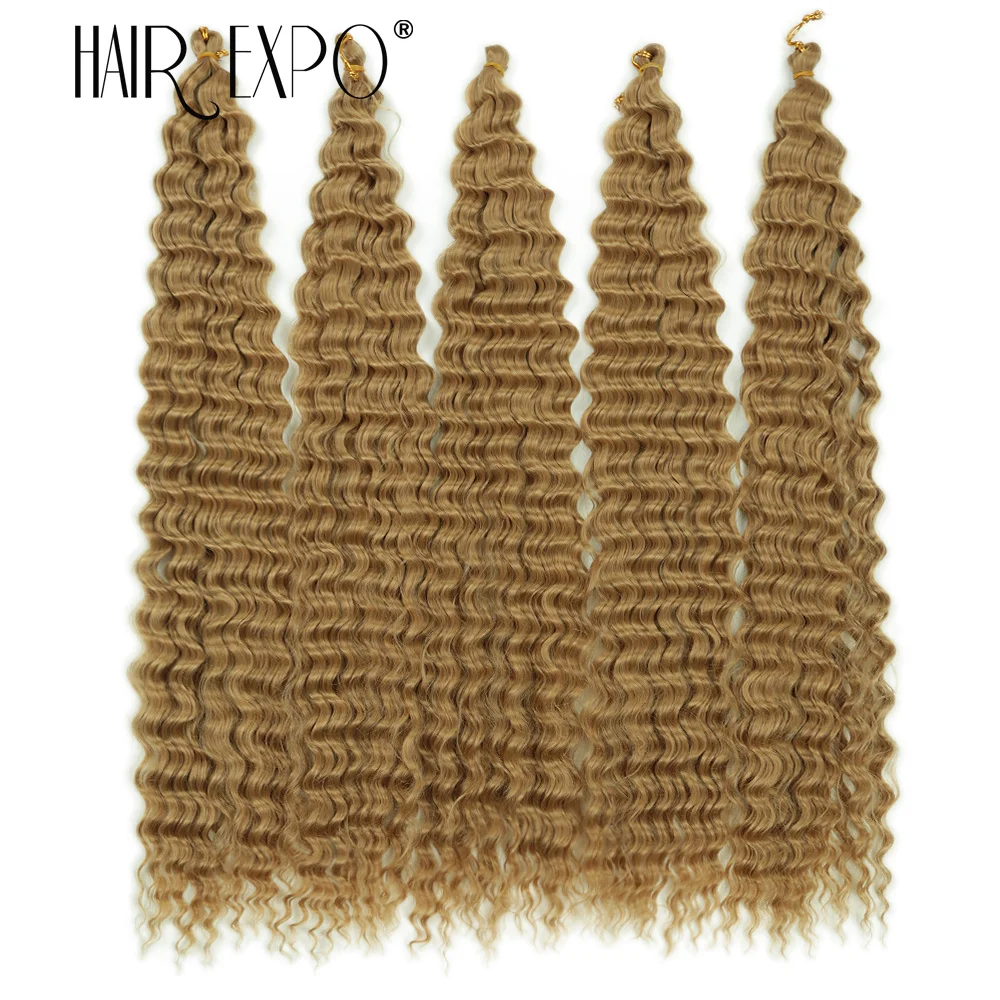 30Inch Deep Wave Twist Crochet Hair Synthetic Deep Curly Braiding Hair Extension Ombre Bohemian Ocean Wave Braids Hair For Women