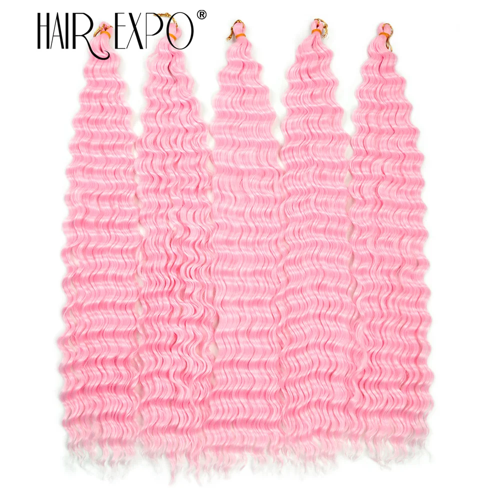 30Inch Deep Wave Twist Crochet Hair Synthetic Deep Curly Braiding Hair Extension Ombre Bohemian Ocean Wave Braids Hair For Women