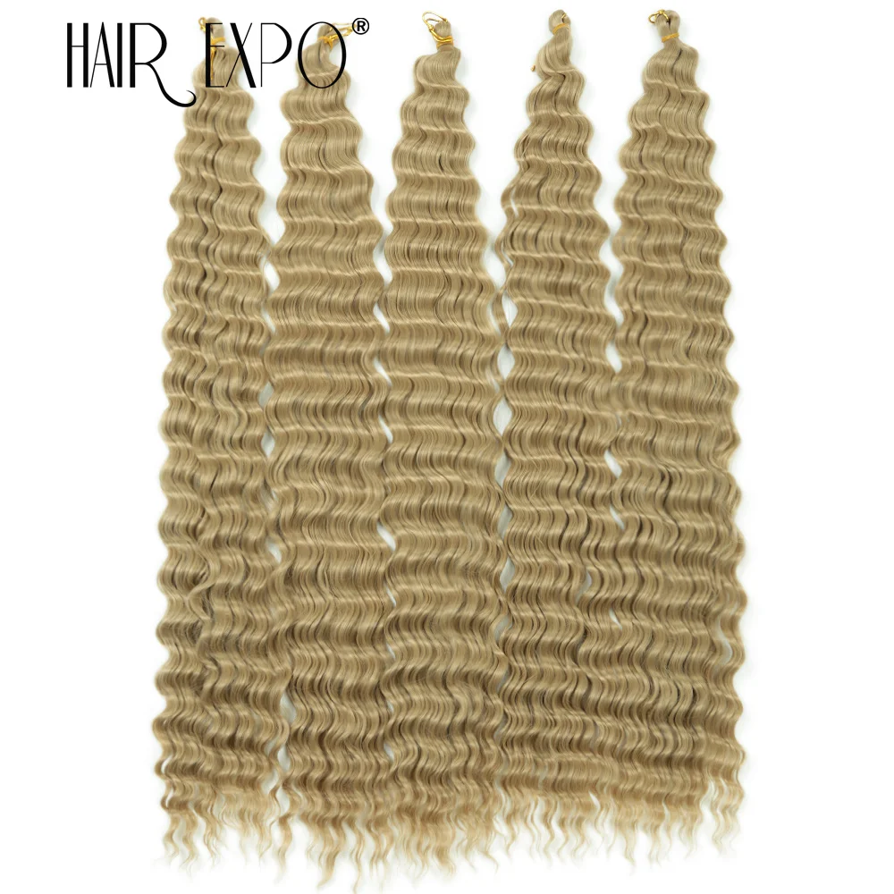 30Inch Deep Wave Twist Crochet Hair Synthetic Deep Curly Braiding Hair Extension Ombre Bohemian Ocean Wave Braids Hair For Women