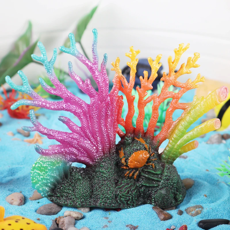 Oenux Ocean Animals Model Coral Jellyfish Ammonite Anemone Sea Scorpion Action Figures Mini Home Decoration Kids Education Toy