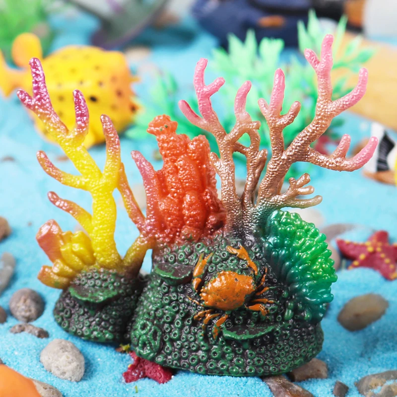Oenux Ocean Animals Model Coral Jellyfish Ammonite Anemone Sea Scorpion Action Figures Mini Home Decoration Kids Education Toy