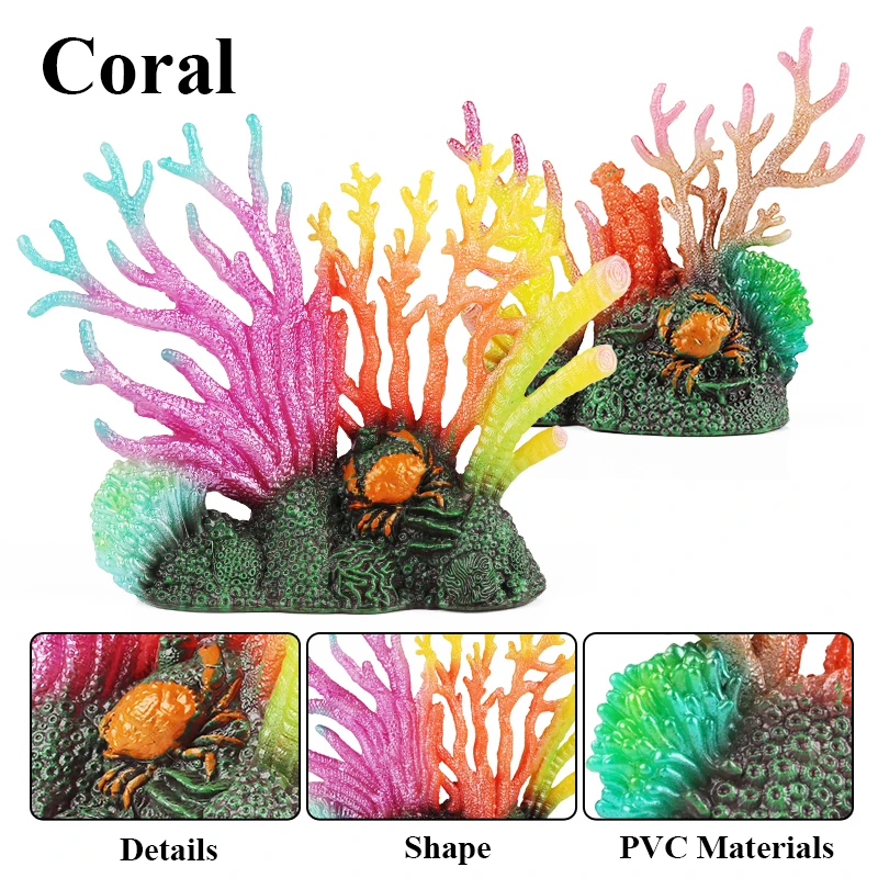 Oenux Ocean Animals Model Coral Jellyfish Ammonite Anemone Sea Scorpion Action Figures Mini Home Decoration Kids Education Toy
