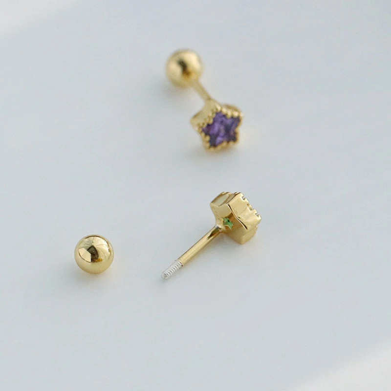New Fashion Cute Minimalist Heart Stud Earrings Shiny Colorful Crystal Screw-back Tiny Ear Stud Accessory Small Earring Jewelry