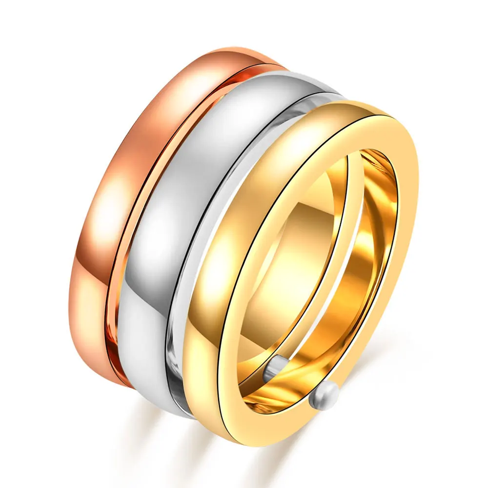 Classic 3 Finger Ring For Women Fashion Stainless Steel 3 Pieces/Set Ring Engagement Wedding Lady Finger Jewelry Wholesale