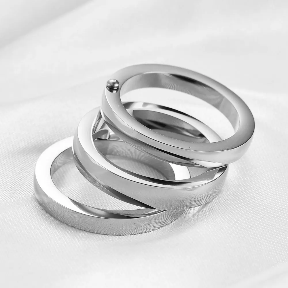 Classic 3 Finger Ring For Women Fashion Stainless Steel 3 Pieces/Set Ring Engagement Wedding Lady Finger Jewelry Wholesale