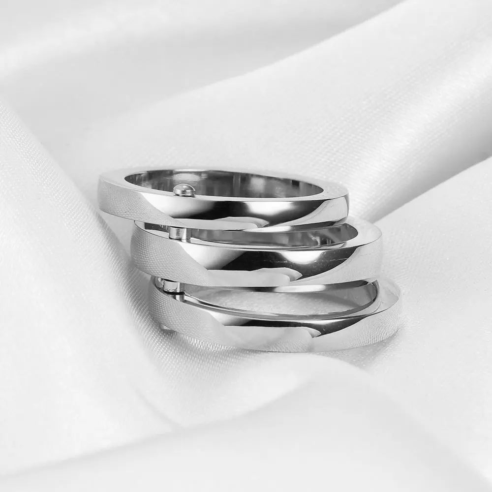 Classic 3 Finger Ring For Women Fashion Stainless Steel 3 Pieces/Set Ring Engagement Wedding Lady Finger Jewelry Wholesale