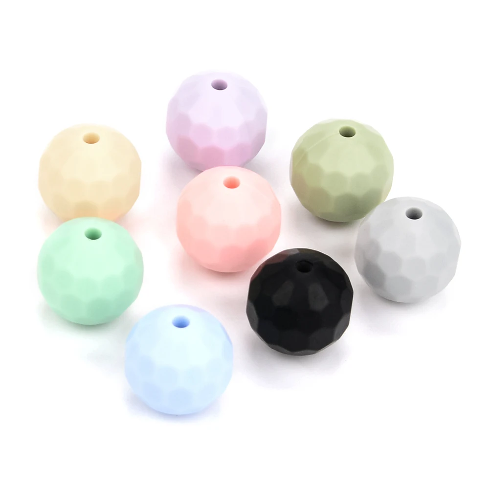 Lofca 40pcs 12/15mm Silicone Beads Polyhedron Bpa Free For Jewelry Making DIY Keychain Necklace Jewelry Accessories