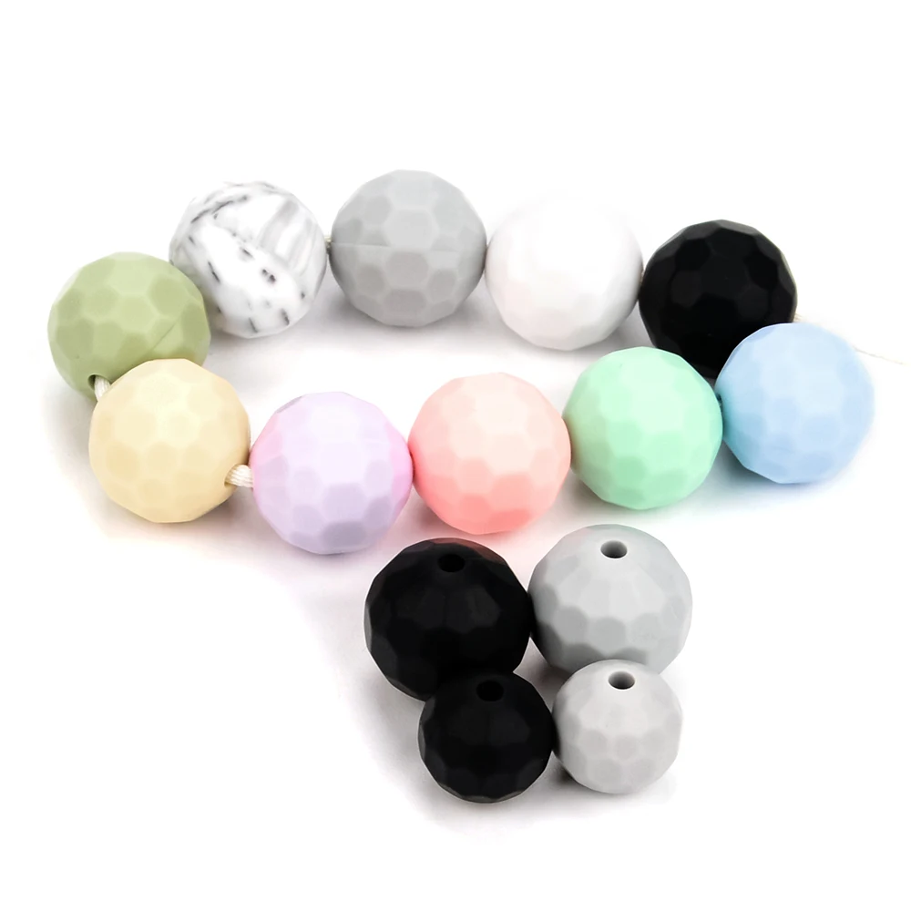 Lofca 40pcs 12/15mm Silicone Beads Polyhedron Bpa Free For Jewelry Making DIY Keychain Necklace Jewelry Accessories