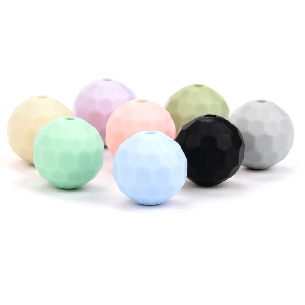Lofca 40pcs 12/15mm Silicone Beads Polyhedron Bpa Free For Jewelry Making DIY Keychain Necklace Jewelry Accessories