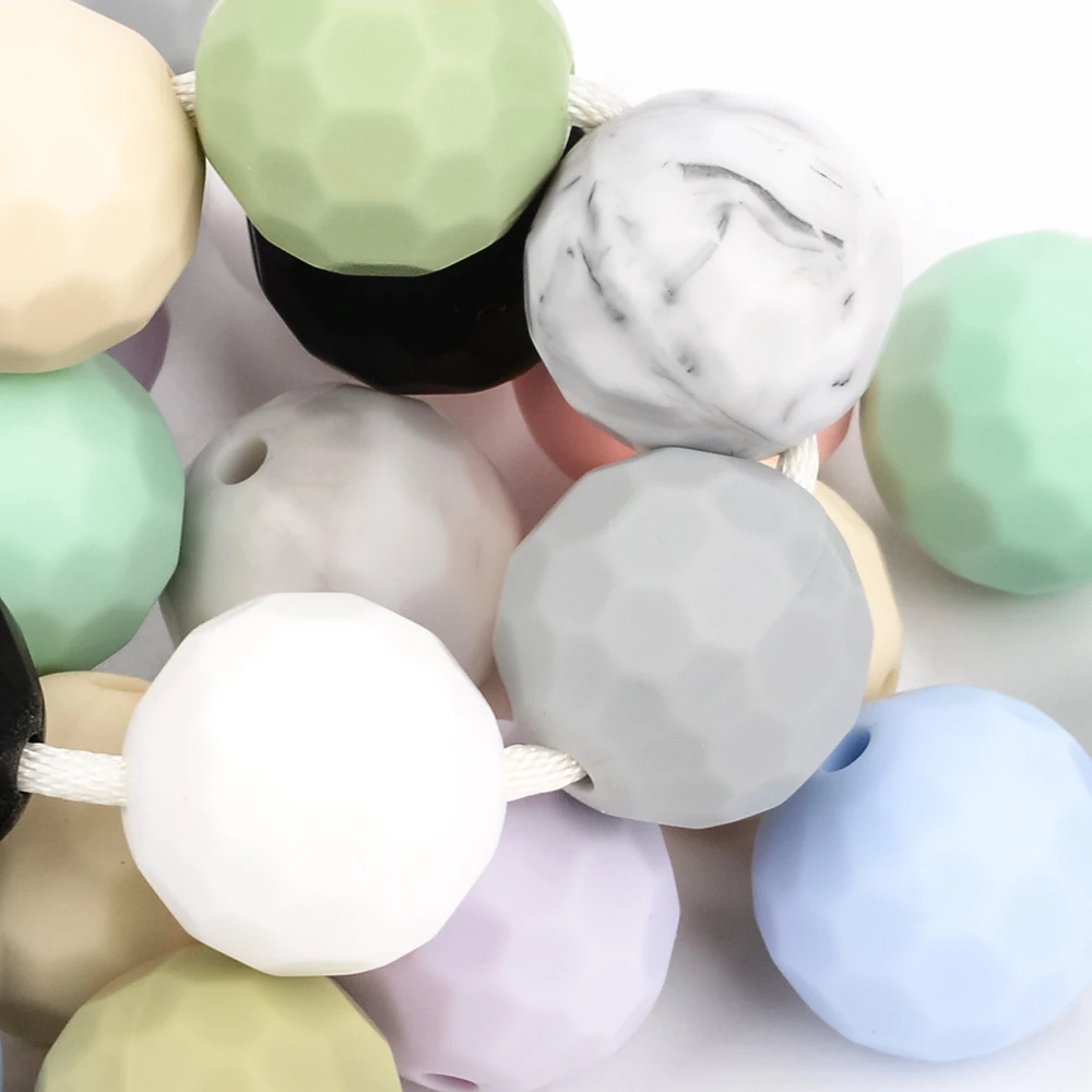 Lofca 40pcs 12/15mm Silicone Beads Polyhedron Bpa Free For Jewelry Making DIY Keychain Necklace Jewelry Accessories