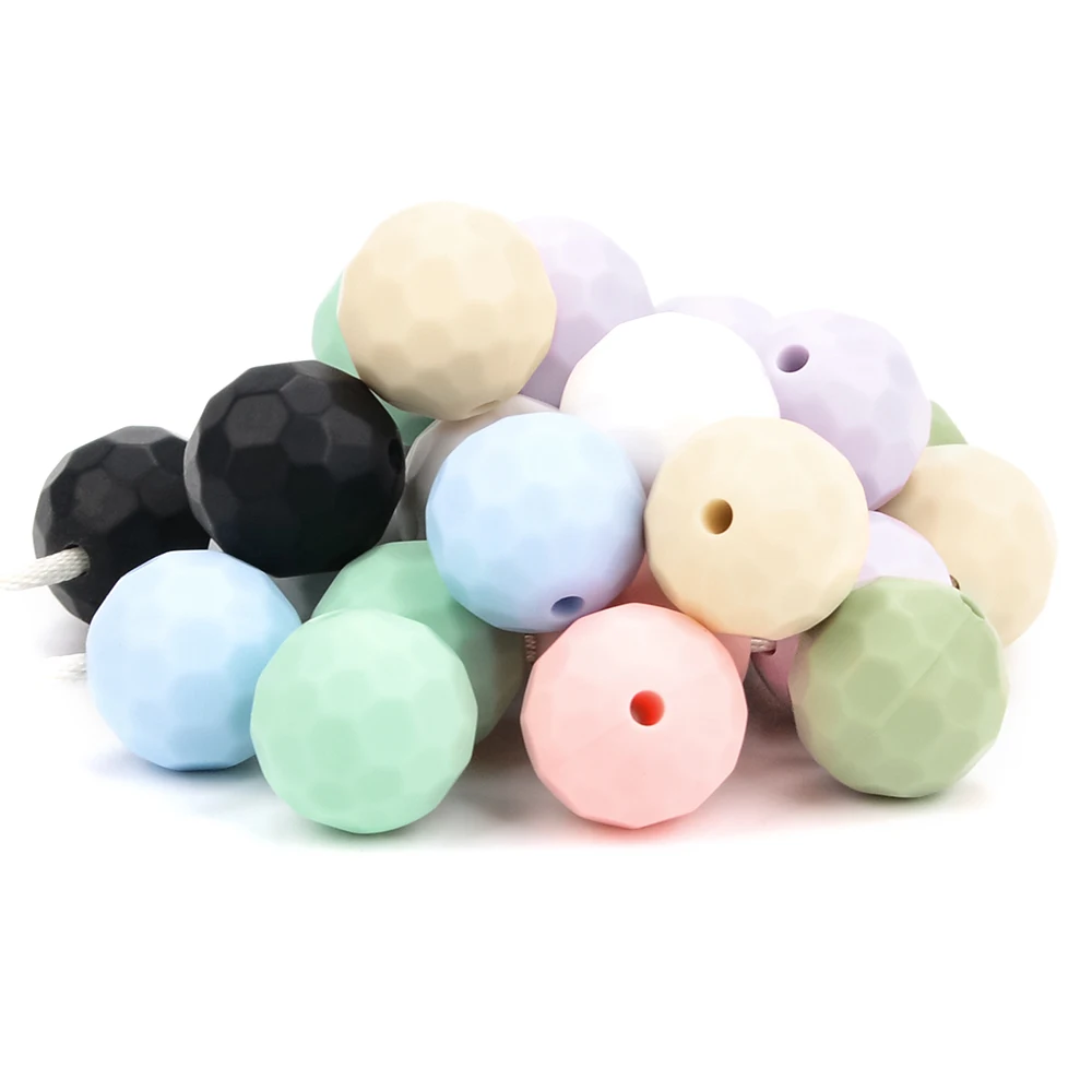 Lofca 40pcs 12/15mm Silicone Beads Polyhedron Bpa Free For Jewelry Making DIY Keychain Necklace Jewelry Accessories