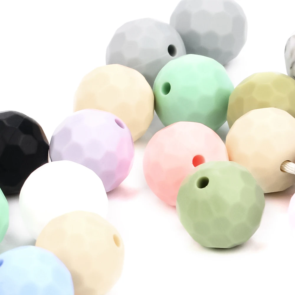 Lofca 40pcs 12/15mm Silicone Beads Polyhedron Bpa Free For Jewelry Making DIY Keychain Necklace Jewelry Accessories